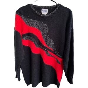 Vintage Crewneck Sweater Women’s Size Large Geometric 80s